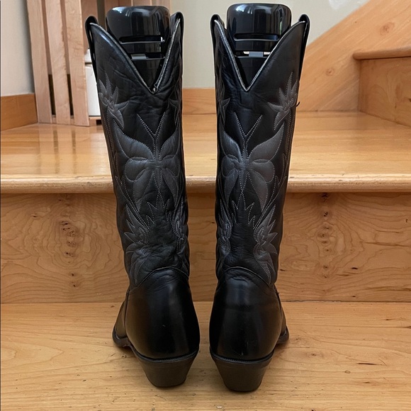 Boulet|Vintage |Black/Silver |Stitched Detailed |Western |Cowboy Boots |Size 7.5 - Picture 3 of 16